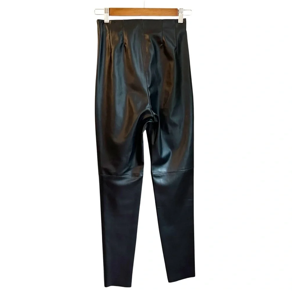 ZARA Side Zip‎ High Waist Faux Leather Ankle Length Leggings Women’s SZ XS Black